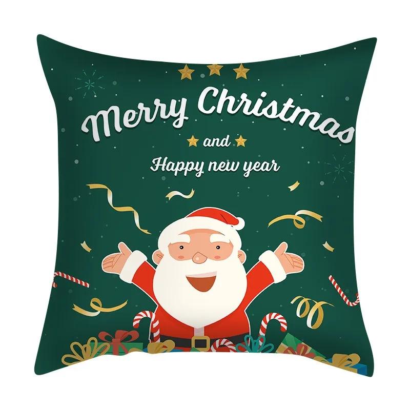 Christmas Set Luxury Home Decor Santa Claus Pattern Fashion Pillow Office Seat Cushion Cover
