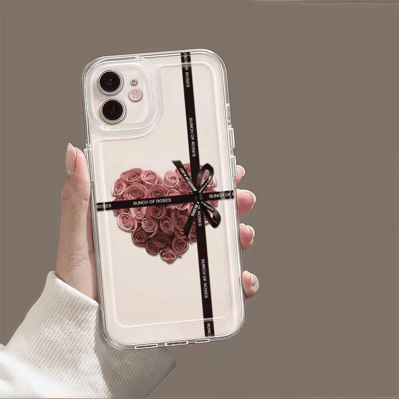 Love Heart Rose Soft Case for iPhone 17 Pro Max, Compatible with iPhone 13 Pro/16e/15/13/14