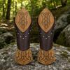 Cosplay Bracer with Embossed Panel Lightweight Leather Forearm Adjustable Arm Guard