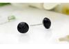 925 Sterling Silver Black Gold Sand Crystal Earrings, Korean Style Fashion Men's Studs