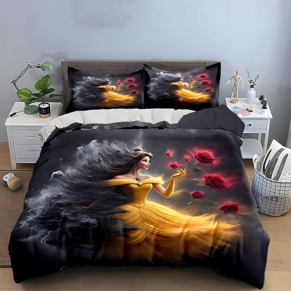 Elegant Princess Themed Decor Set Soft Comfortable Duvet Cover Bedding Set Included 1*Duvet Cover & 2*Pillowcases, Gift