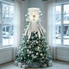 2026 Christmas Angel Tree Topper, White Plush Bow Christmas Tree Top Decoration Ornament