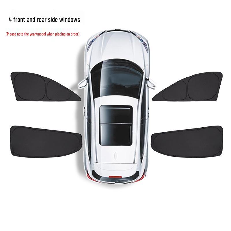 Tesla Model 3/Y/S Sun Visor: Opaque Sunshade for Front Windshield & Side Windows, Privacy Protection for Camping.