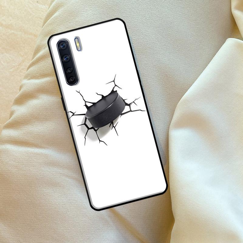 Hockey Stick and Puck For OPPO A15 A16 A76 A96 A52 A72 A92 A98 A78 A58 A5 A9 A53 A17 A77 A57S A94 A74 A54S Case