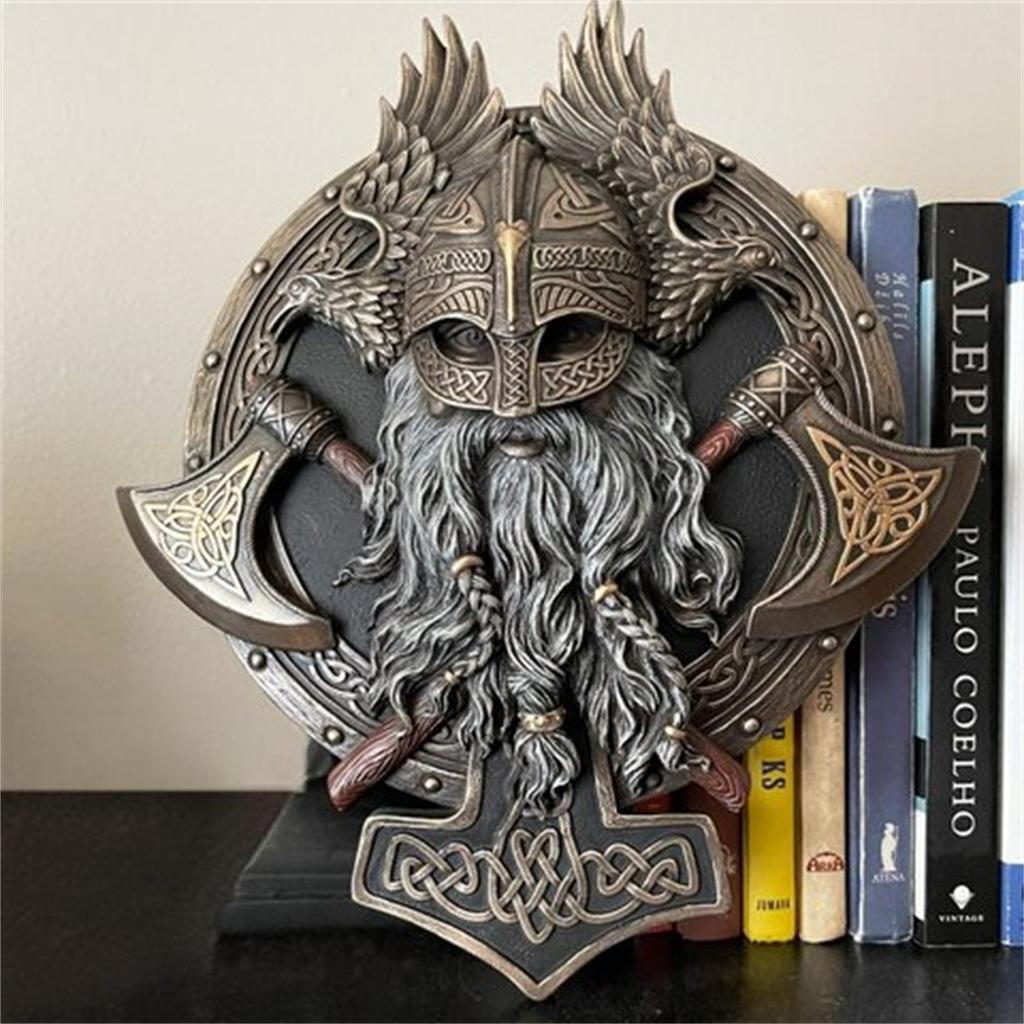 Berserker Double Axe Wall Decor Plaque,Vintage Wall Plaque,Powerful Norse Wall