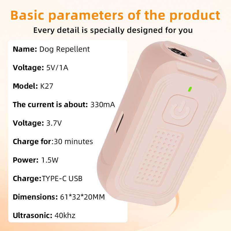 Ultrasonic Dog Deterrent 15-30kHz Sweep Frequency Strobe Light 300mAh Type-C 2H Work Time 4