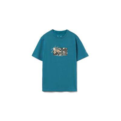 Scenic Print Round Neck Short Sleeve T-Shirt Men Tops Space-Blue AHST731-3