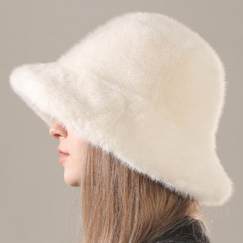 Women's Plush Fisherman's Hat, Winter Bucket Hat, Warm Basin Hat