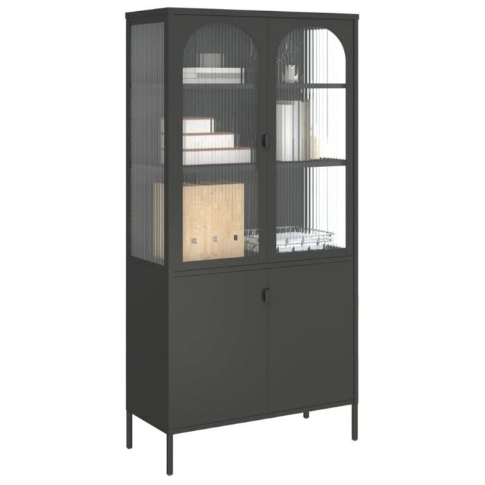 VidaXL Buffet haut noir 90x40x180 cm verre et acier 353000