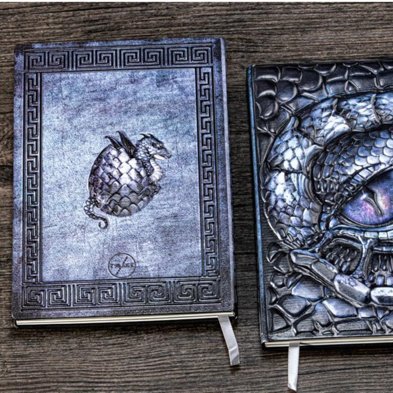 Journal mit Drachenaugen-Textur und Lederfutter, Einzigartiges Relief-Notizbuch, Exquisites Geschenk für Sammler