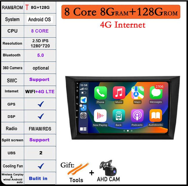Android 14 For Volkswagen VW Golf 6 2008 - 2016 Car Radio Carplay Auto Multimedia Stereo Video Player GPS Navigation QLED 4G DSP