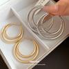 European and American Silver Needle Metal Double-layer Round Earrings, Individual Cold Wind Temperament Earrings, Light Luxury High-end Earrings