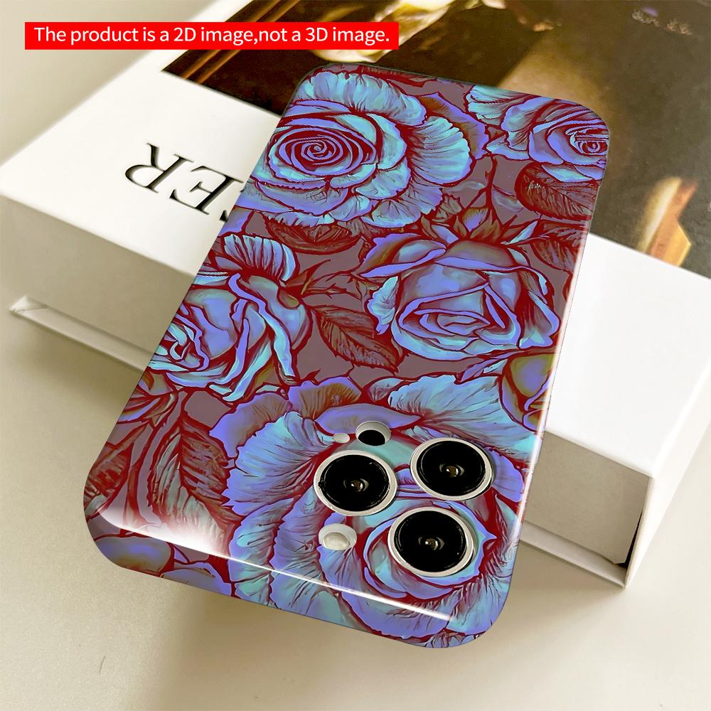 Vibrant Blue Roses Phone Case All inclusive film hard phone case, compatible with iPhone 18 Pro Max 17 16 15 14 13 12 11