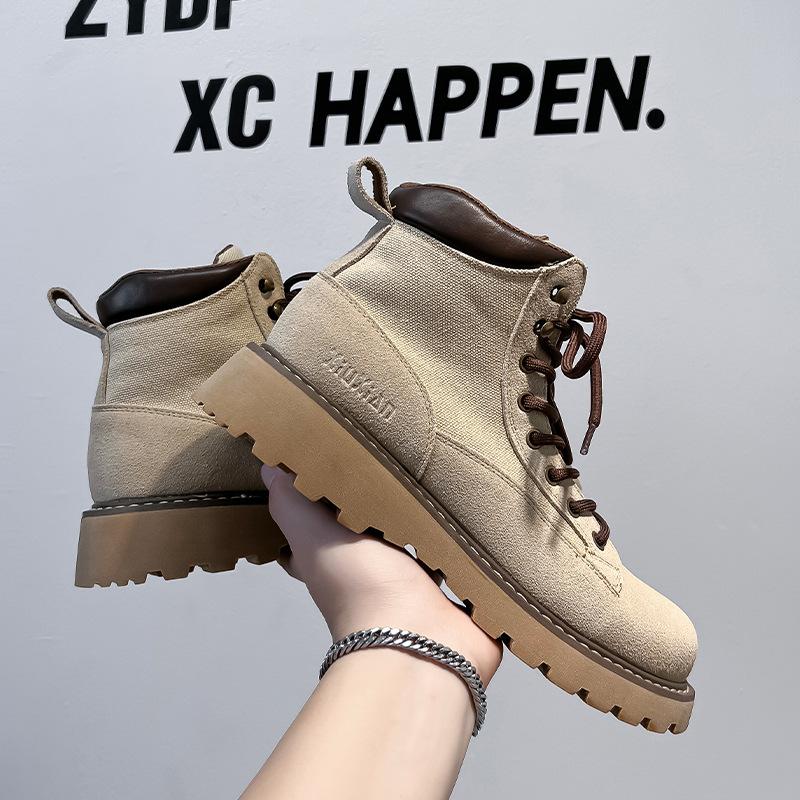 Ботинки Martin мужские бархатные осенние короткие ботинки в стиле ретро в британском — фото 4