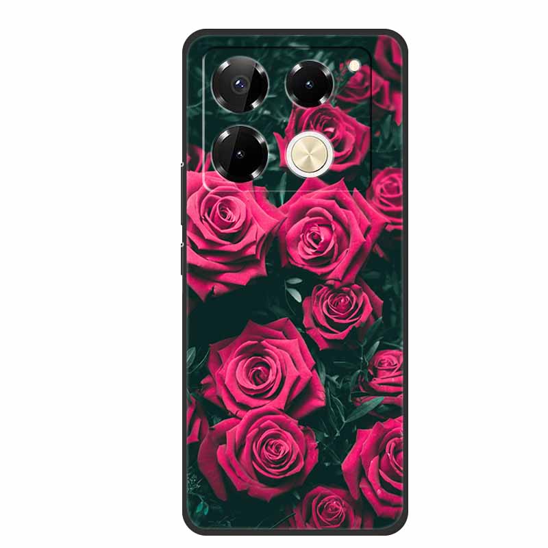 For Infinix Note 40 Pro 5G Case TPU Soft Silicone Cover Phone Cases for Infinix Note 40 40pro 4G Flowers Lovely Coque Fundas