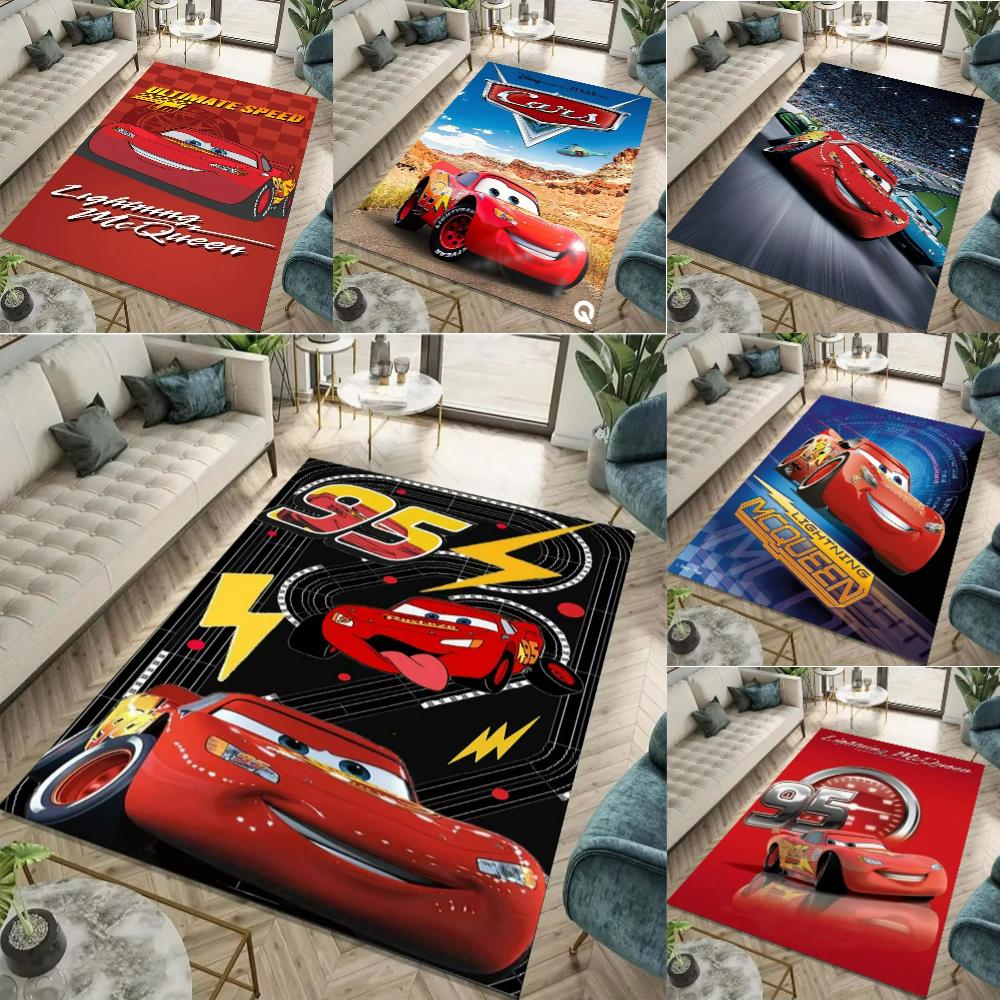 Cars Lightning McQueen Themed Rug Vibrant Race Car Floor Mat for Boys Room Bedroom Playroom Energetic Decor Carpet