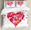 Love Heart Bedding Set Simple Plaid Duvet Cover 200x200 Pillowcase Single Double Queen King Nordic Couple Bed Cover Bedclothes