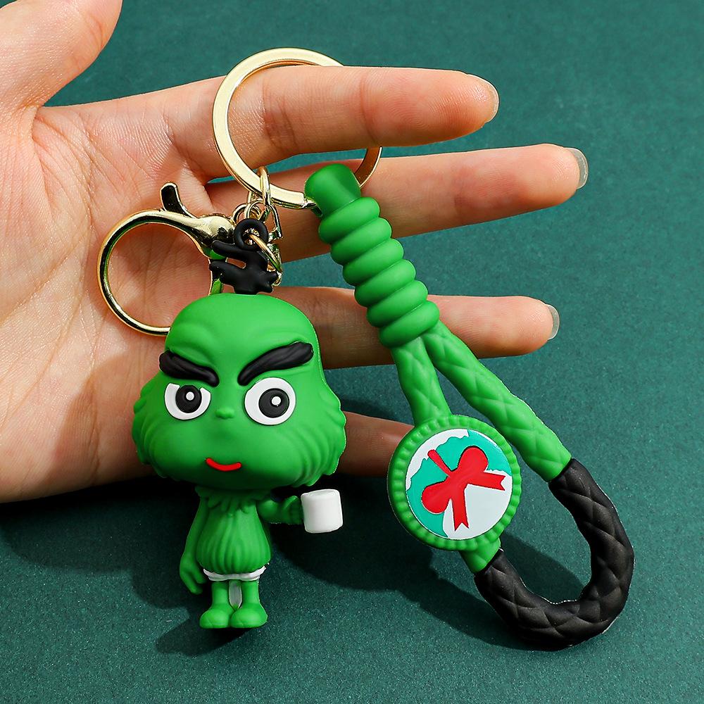 Bambola Grinch esplosione transfrontaliera Nuovo portachiavi ciondolo Grinch di Natale Mostro dai capelli verdi di Natale ornamento