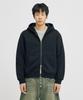 Takeasy [Crop T-Shirt Added] Eyelet Crop Zip-Up Hoodie (Black)