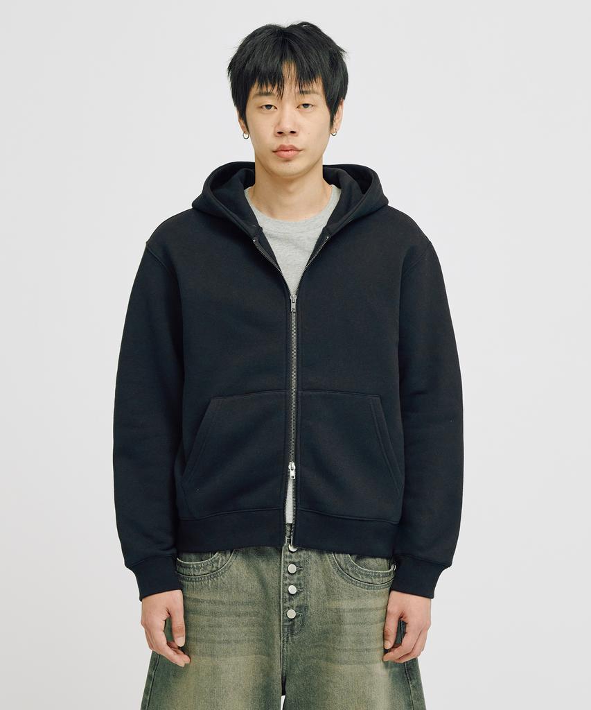 Takeasy [Crop T-Shirt Added] Eyelet Crop Zip-Up Hoodie (Black)