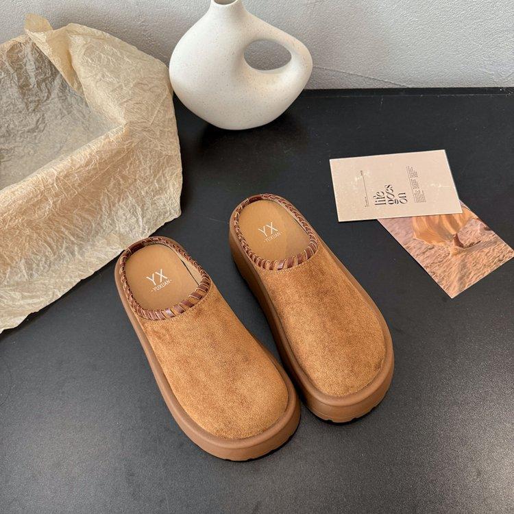 

Thick bottom heightening Boken bag head half slippers women s wear 2025 early autumn new small lazy muller slippers 39 верблюд