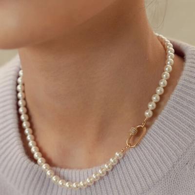 CLASSIC PEARL POINT LOCK NECKLACE_nz1044
