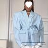 European & American Women's Fashion Commuter Waist-Tie Shoulder Pad Blazer