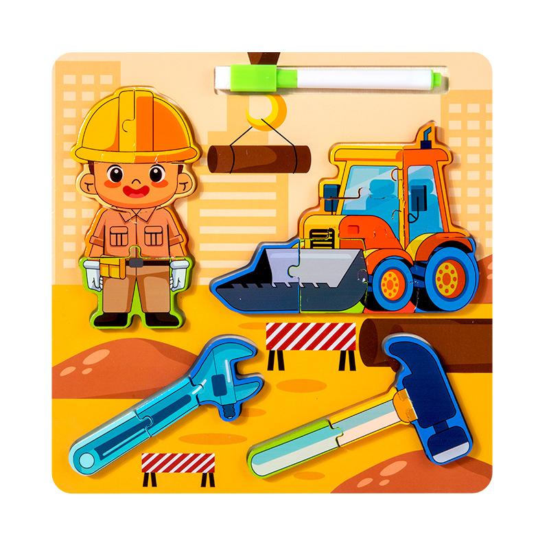 Professional Character Matching Three-dimensional Puzzle Drawing Board Two-in-one Children's Early Education Puzzle Enlightenment Wooden Puzzle
