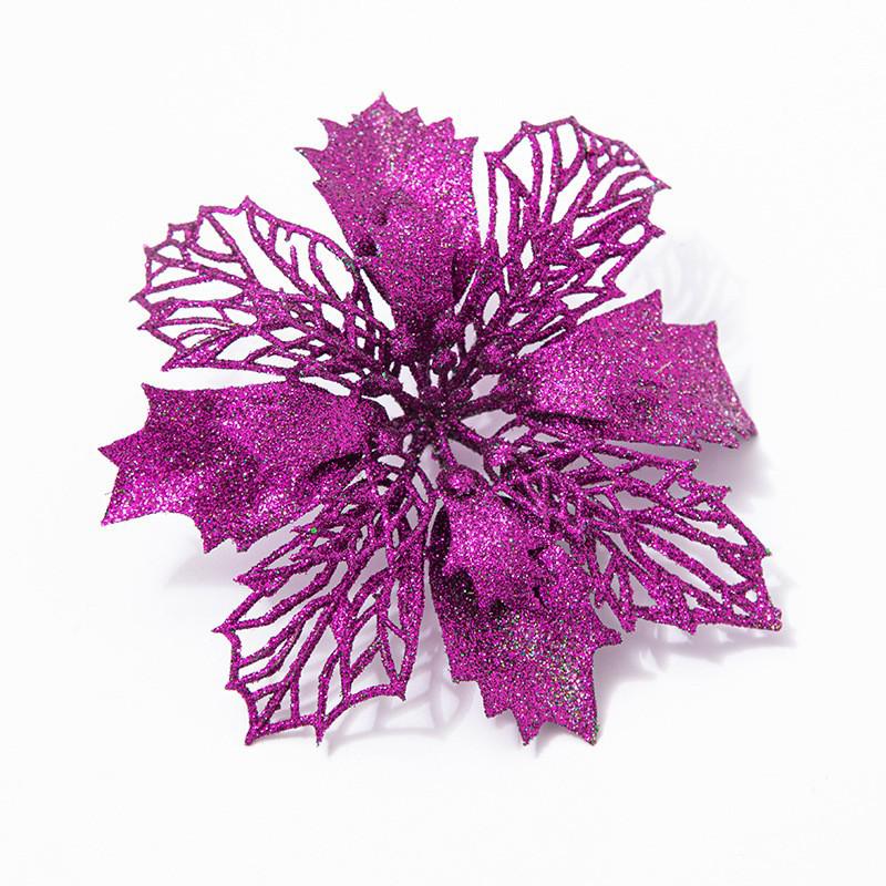 Gold Glitter Artificial Christmas Flower Decoration