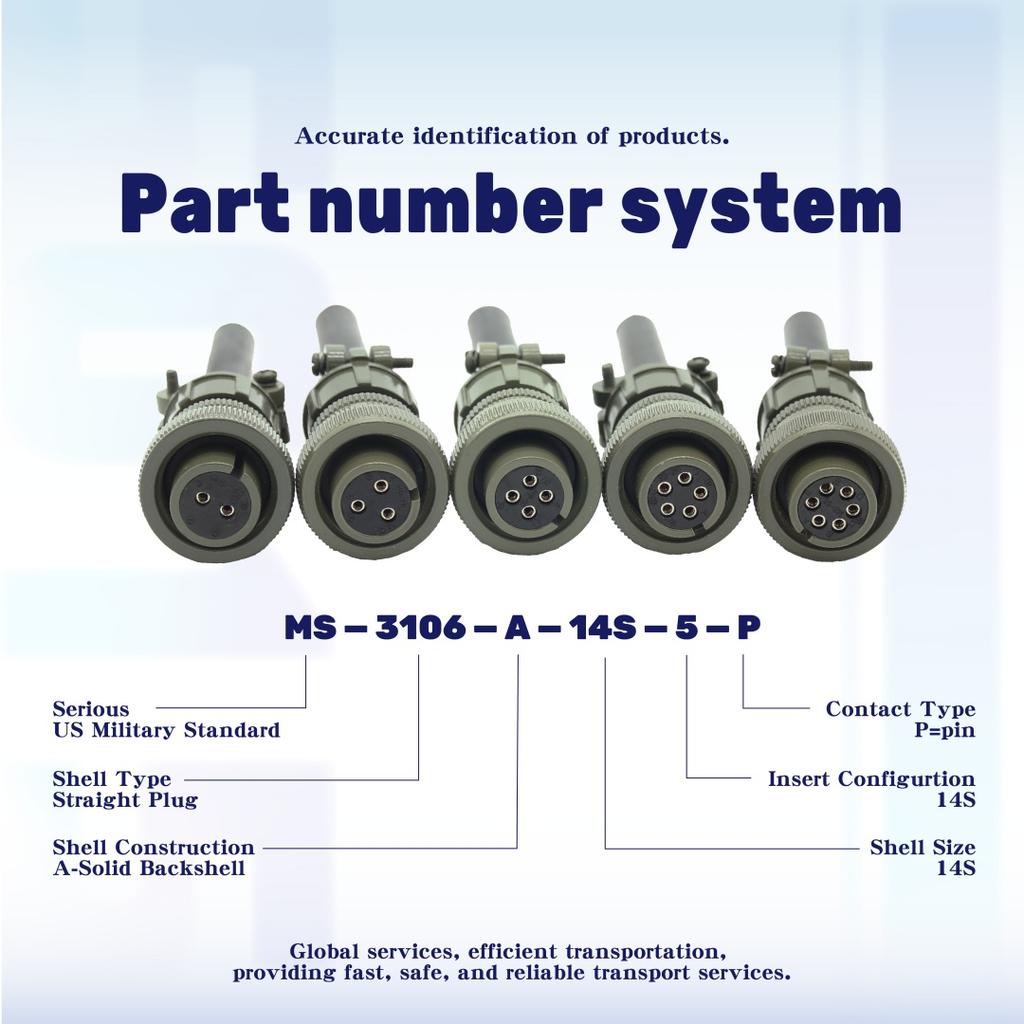 Hot Sale MIL C 5015 5Pin Wire Connectors MS3106A 14S 5P Electrical Connectors