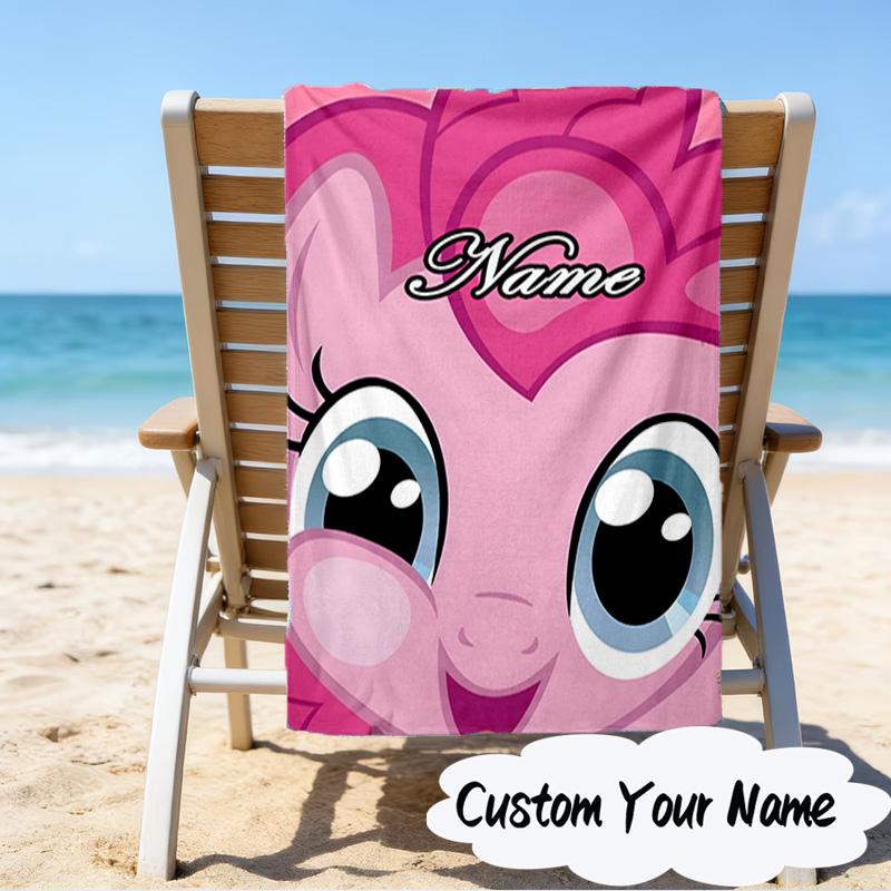 Custom Name Unicorn Sweet Heart Microfiber Beach Towel Super Soft & Absorbent for Bath, Beach, Travel Bath Time Accessory, Fan Gifts