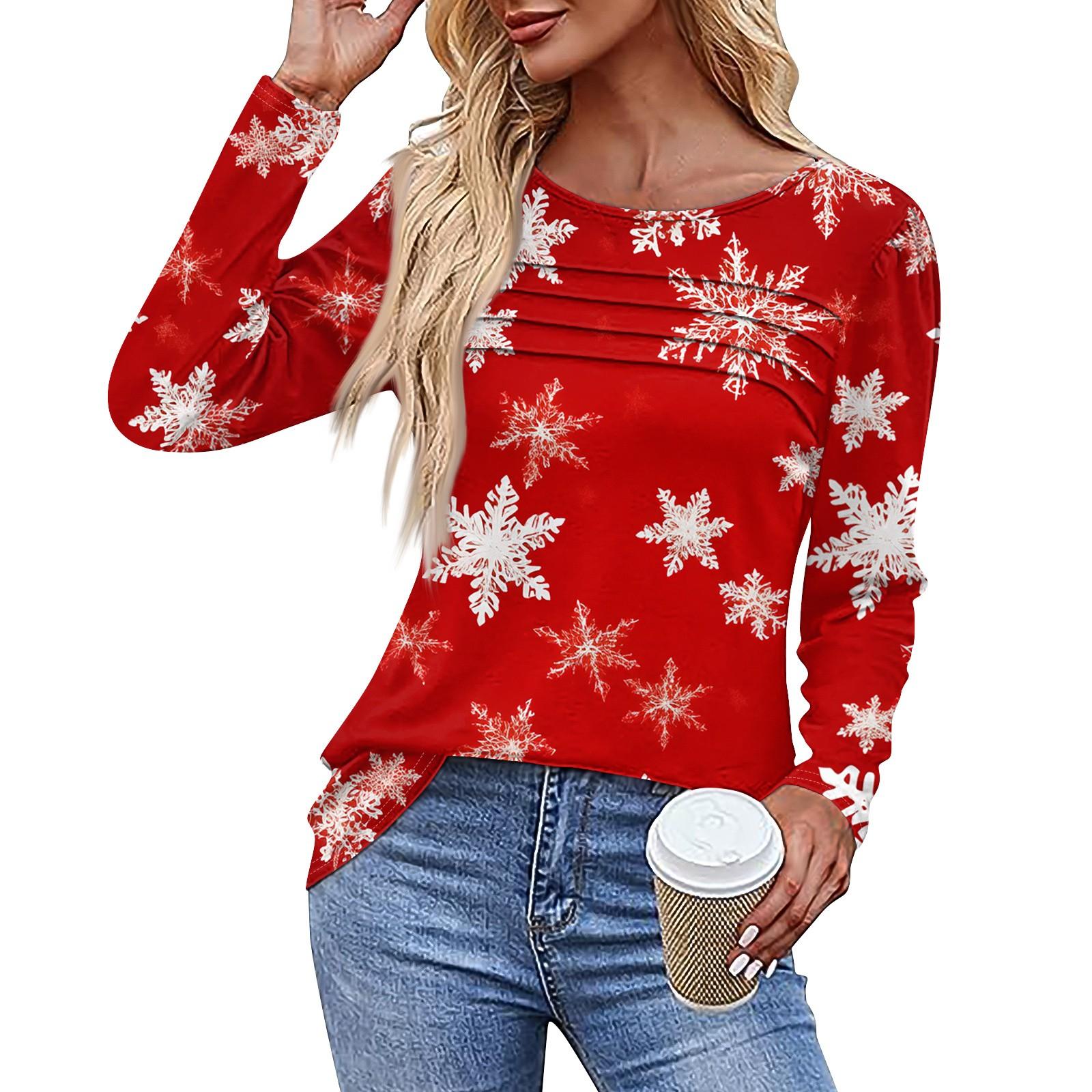 

Женская футболка с принтом, длинный рукав, повседневная, выходного дня, модная, базовая, с круглым вырезом, обычная, топ M красный