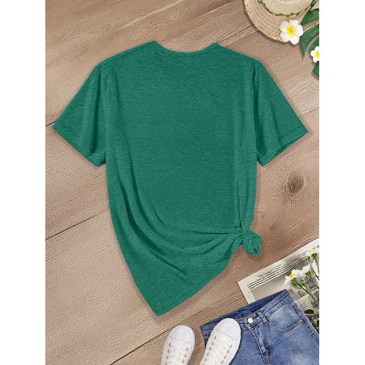 "Power" Spanish slogan printed pattern short-sleeve vintage distressed round neck T Fresh and natural style loose-fitting shirt 2026 Elegant spring