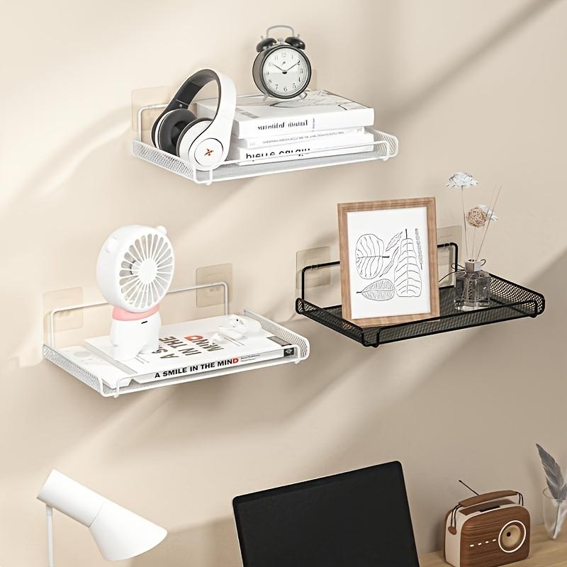Stainless Steel Floating Shelf Wall-Mounted Storage Rack for Routers Decor Multi-Use No-Drill Bedroom Living Room Organizer