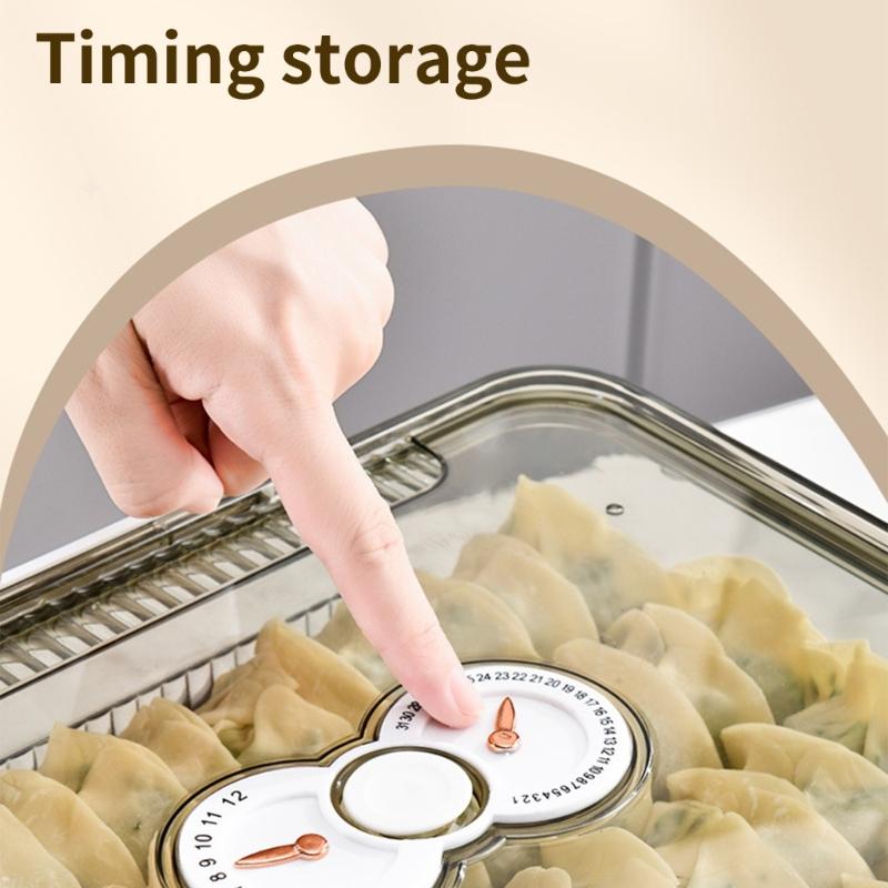 Stackable Dumpling Storage Box With Date Timer for Freezer Use Clear Food Container Set for Kitchen Organization