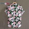 Skull & Flower Print Men's Casual Short Sleeve Shirt, Men's Shirt For Summer Vacation Resort, Tops For Men, Gift For Men