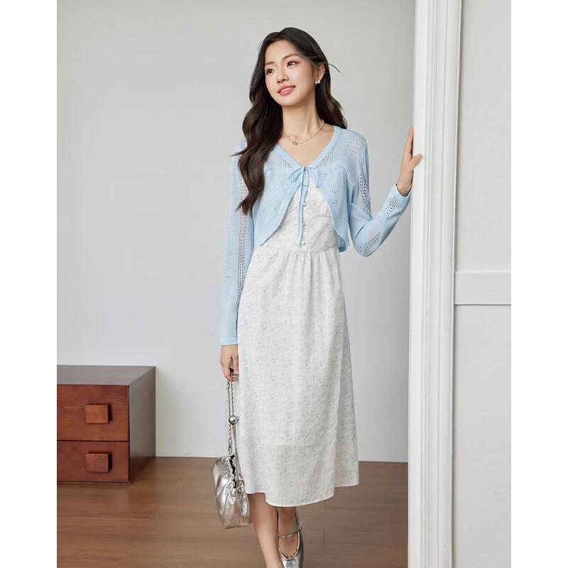 IEF Aiyifu Petite 2026 Knitted Cardigan Floral Dress Set