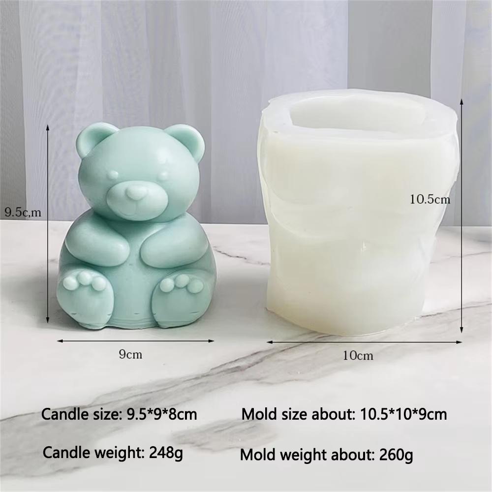 3D Cute Cartoon Bear Silicone Candle Mold Diy Handmade Soap Plaster Ice Cube Baking Mould Birthday Party Wedding Gift Making Kit