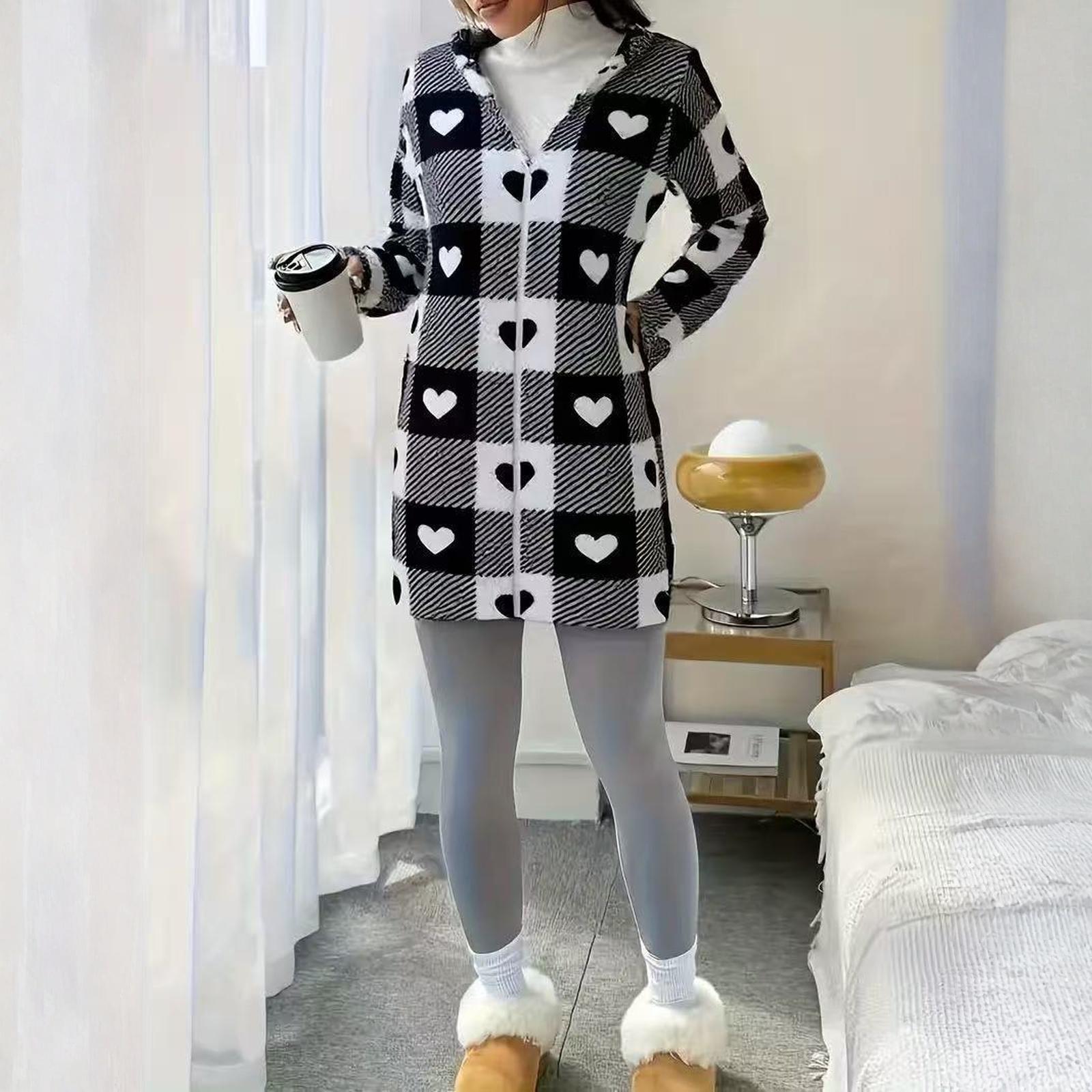 

Женский / зимний кардиган из овечьей шерсти на молнии с капюшоном, флисовое повседневное пальто XL белый