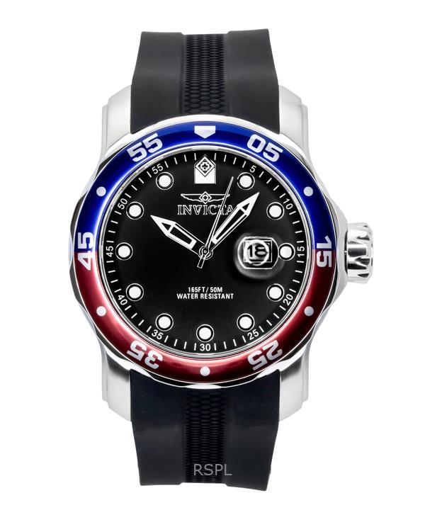 

Invicta Pro Diver Silicone Strap Black Dial Pepsi Bezel Quartz 45735 200M Men s Watch чорний