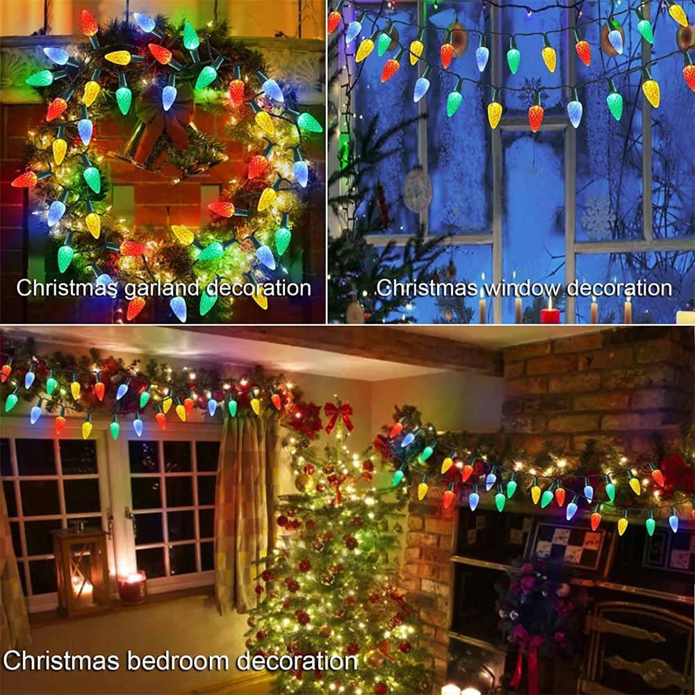 10M 50 LED C9 Multicolor Strawberry String Light Outdoor Plug in Strawberry Christmas Tree Garland Fairy Light for Garden Decor