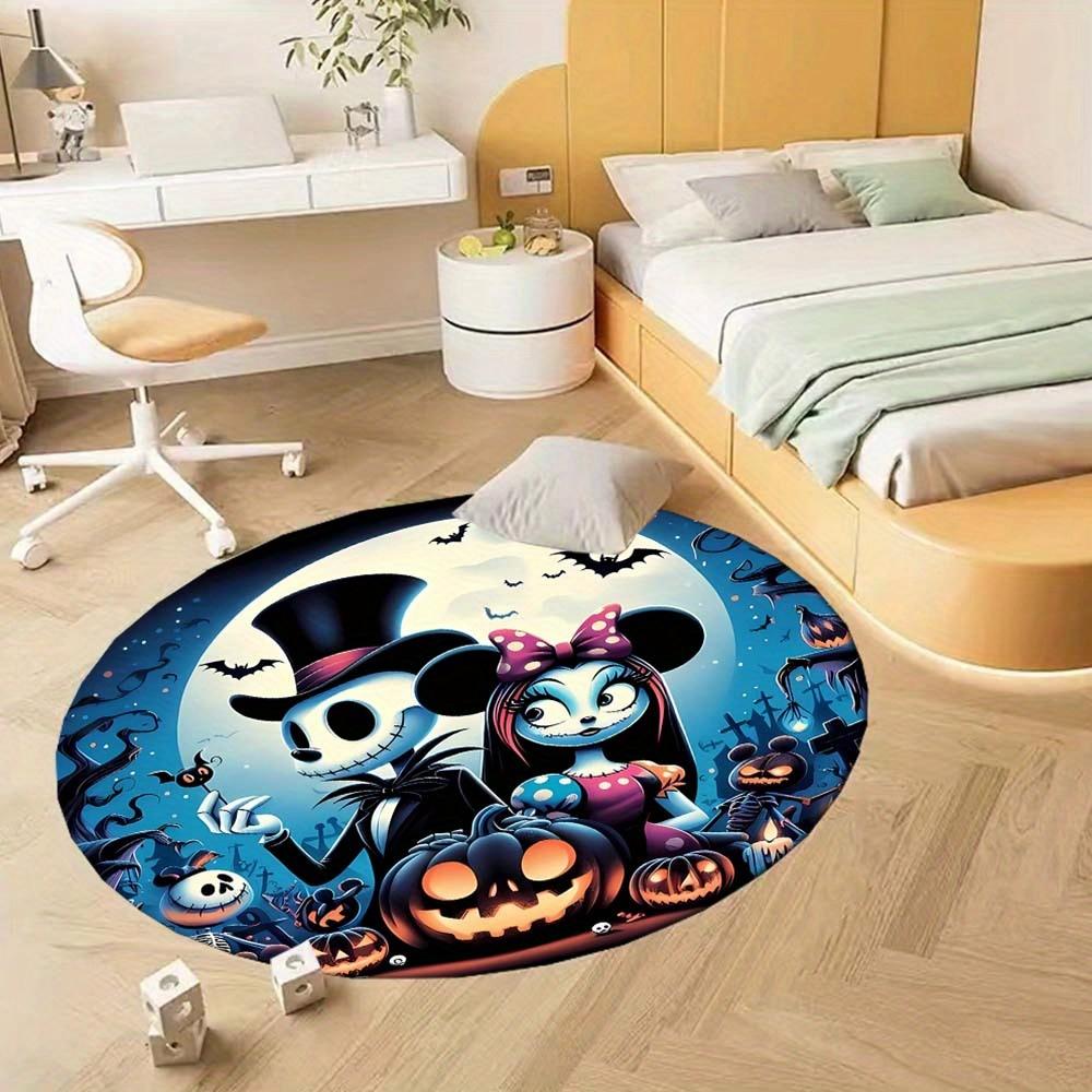 1pc The Nightmare Before Christmas Round Area Rug , Playroom Bedroom Living Room Indoor Decor Rug , Perfect for Leisure Areas , Bedside , Cl