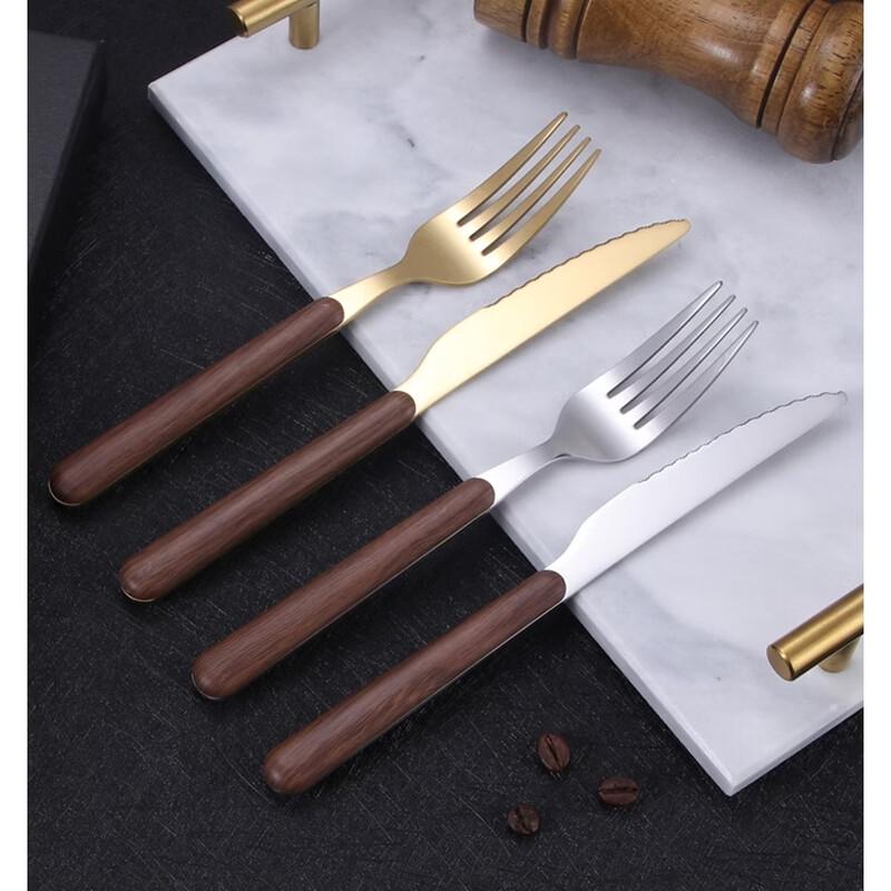 Ruhan Imitation Walnut Stainless Steel Fruit Forks