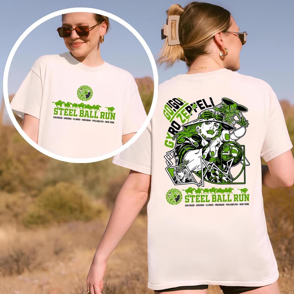 Gyro Zeppeli JoJo Steel Ball Run Anime Graphic Unisexs TShirt Unisex ONeck Cotton Short Sleeve Yk Oversized Popular Tee