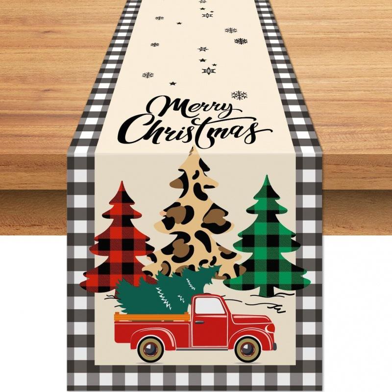 Runner da Tavola Fiocco di Neve Festivo Robusto Lino Decorazione Albero di Natale Copritavola da Pranzo