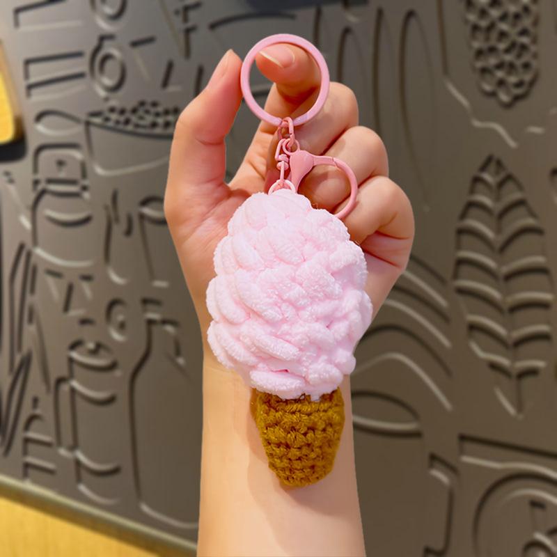 Handmade Woolen Woven Ice Cream Keychain, Simulated Ice Cream Cone Bag, Small Pendant, Cute Hanging Decoration, Small Gift