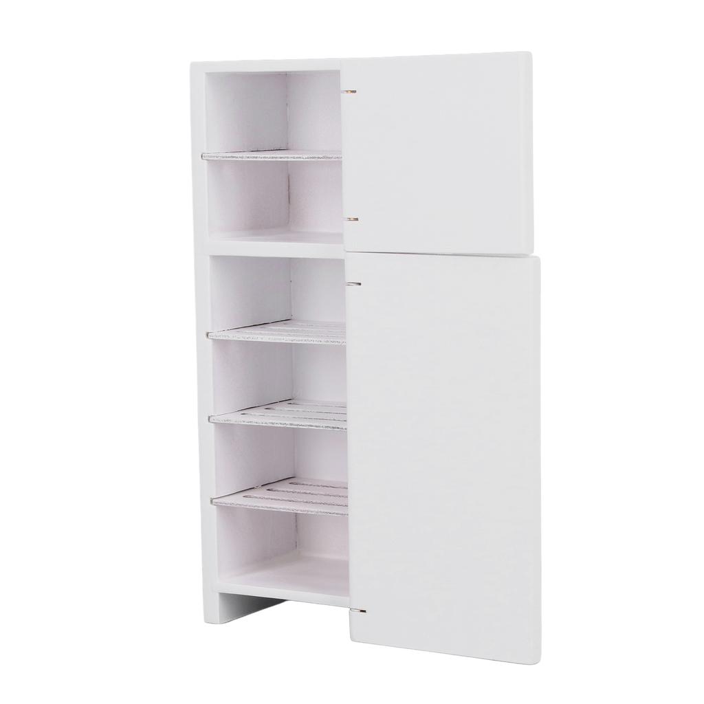 1:12 Dollhouse Miniature Fridge Dollhouse Furniture Wooden White Refrigerator for Dollhouse