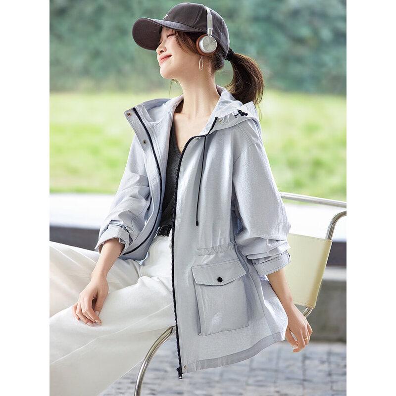 Women s Outdoor Style Hooded Workwear Trench Coat L