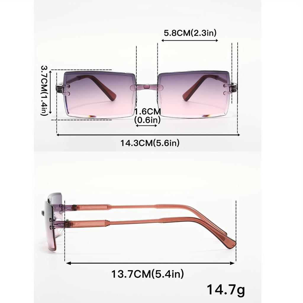 9pcs Rectangle Stylish Sunglasses For Female Male Cute Candy Color Decorative Shades For Vacation Beach Party Shades Eyeglasses UV400