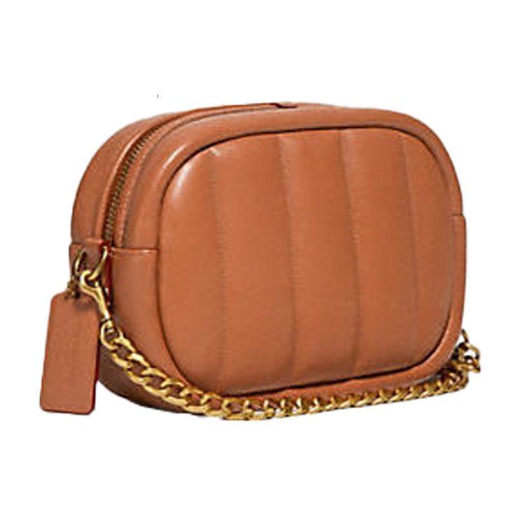 Coach Camera 20 Turnlock Zipper Leather Camera Bag Women Shoulder Bag Caramel-Brown C4814-B4NL4